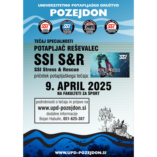Nadaljevalni tečaj potapljanja - SSI S&R - Potapljač reševalec - 09.04.2025